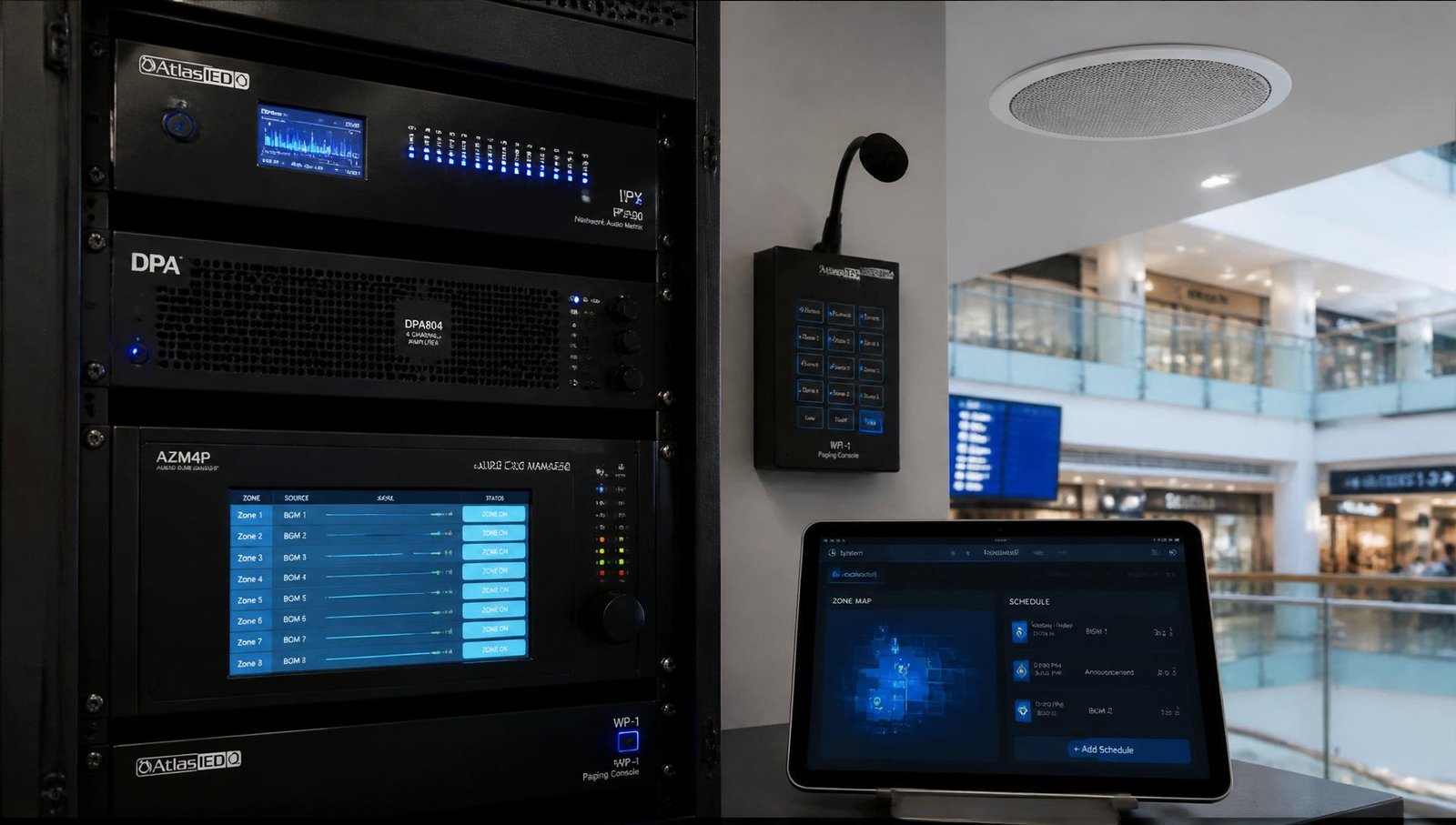 IP Background Music & Public Address — enterprise data center